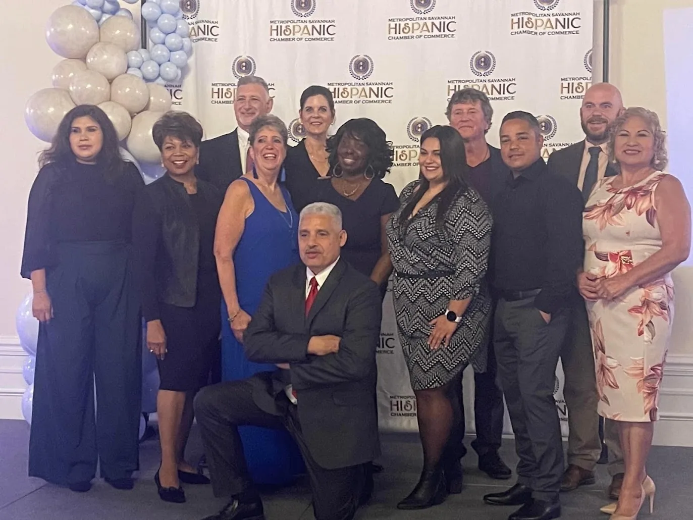 Carole Mendoza with members of the Metropolitan Savannah Hispanic Chamber of Commerce